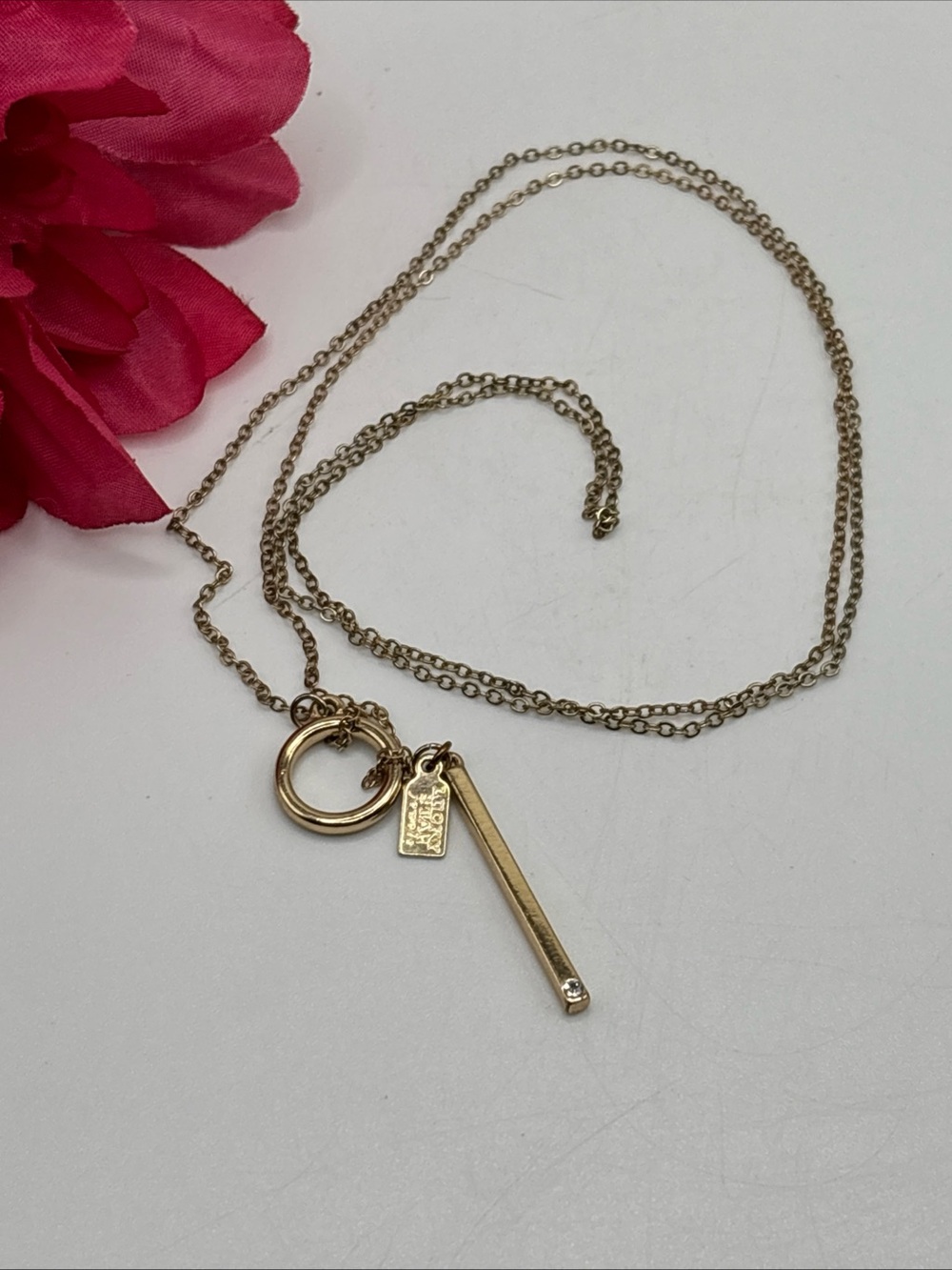 Lucky Star Jewels Gold-Toned CZ Lariat Toggle Necklace